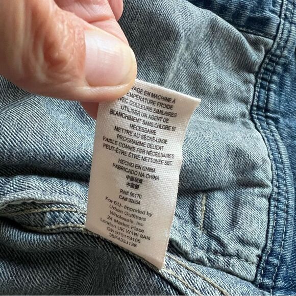 Free People Hooded Denim Distressed Jacket with Removable Hood - Picture 3 of 11